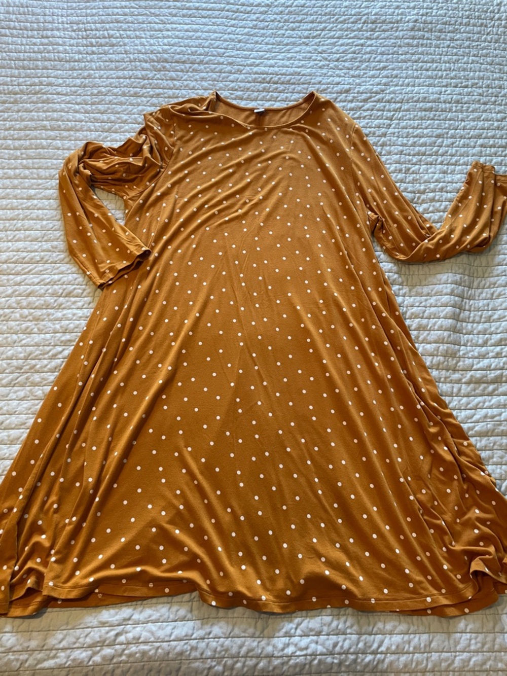 Old Navy Mustard Polka Dot Long Sleeve Swing Dress